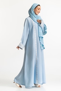 UAE -Georgette Embroidered Abaya With Dyed Ployester Blended Scarf KAB-22113-A