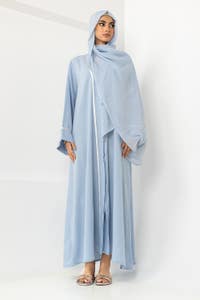 UAE -Georgette Embroidered Abaya With Dyed Scarf KAB-22113