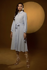 UAE -Seersucker Belted Dress KJ-43020