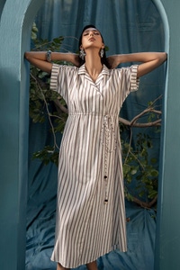 UAE -Yarn Dyed Belted Dress KJ-43041