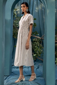 UAE -Yarn Dyed Belted Dress KJ-43041