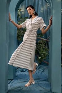 UAE -Yarn Dyed Belted Dress KJ-43041
