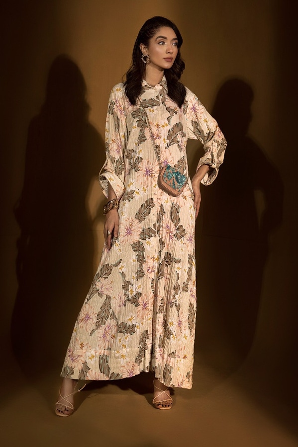 UAE -Seersucker Printed Dress KJ-43044