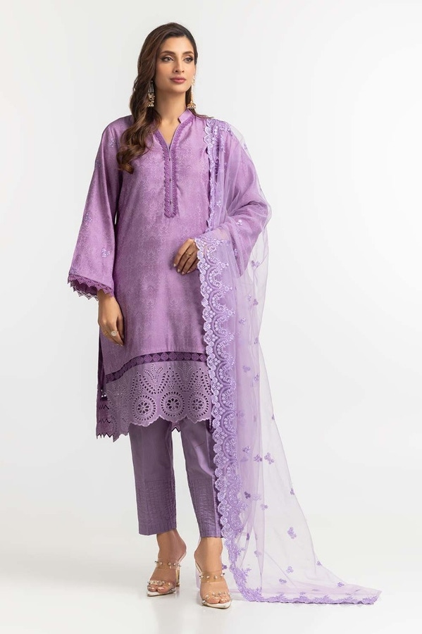 UAE-3 Pieces Jacquard Embroidered Suit KJP-22208