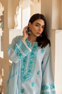 UAE -3Pcs Dobby Embroidered Suit KJP-43024