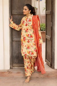 UAE -3PC Cambric Printed Suit KJP-43046