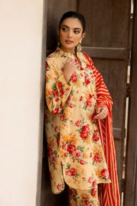 UAE -3PC Cambric Printed Suit KJP-43046