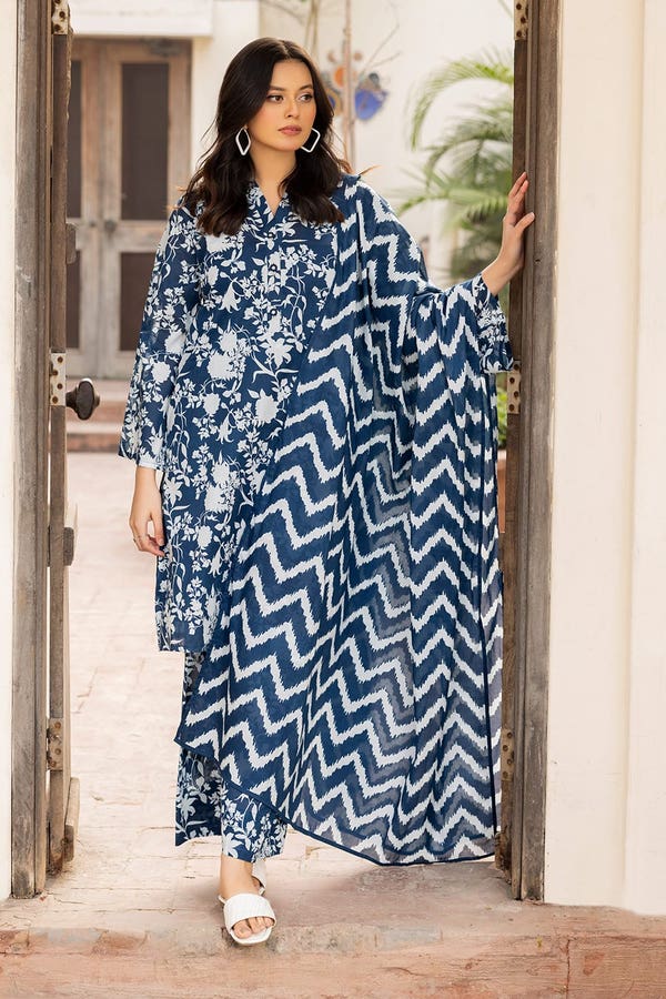 UAE -3PC Cambric Printed Suit KJP-43050