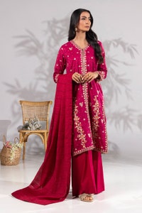 UAE-3 Piece Zari Jacquard Embroidered Suit KJP-43051