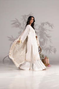 UAE-3 Piece Lurex Jacquard Embroidered Suit KJP-43060
