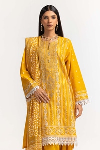 UAE -Embroidered Lawn Shirt Printed Chiffon Dupatta Dyed Trouser KJP-43150