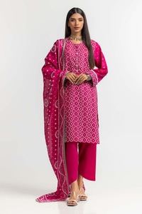 UAE -Lacquer Printed Lawn Shirt Dupatta Dyed Trouser KJP-43156