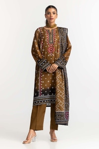 UAE -Printed Lawn Shirt Dupatta Dyed Trouser KJP-43164