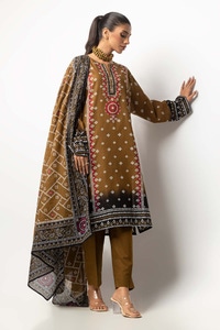 UAE -Printed Lawn Shirt Dupatta Dyed Trouser KJP-43164