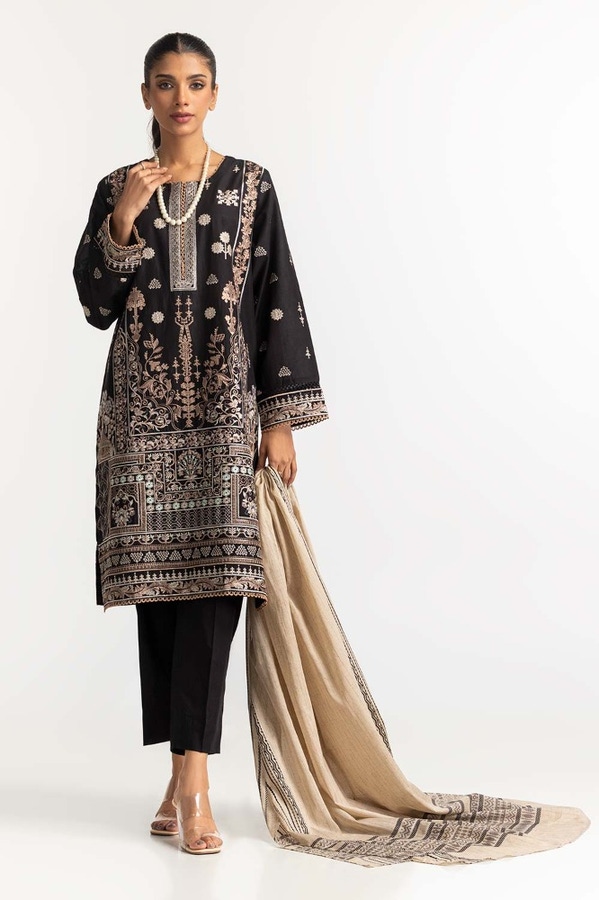 UAE -Embroidered Lawn Shirt Printed Lawn Dupatta Dyed Trouser KJP-43168