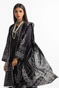 UAE -Printed Lawn Shirt Dupatta Dyed Trouser KJP-43169