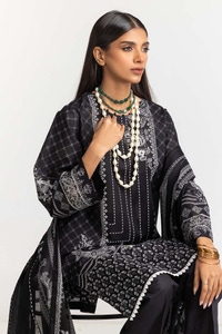 UAE -Printed Lawn Shirt Dupatta Dyed Trouser KJP-43169