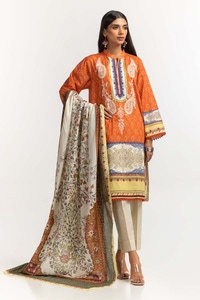 UAE -Embroidered Lawn Shirt Printed Lawn Dupatta Dyed Trouser KJP-43170