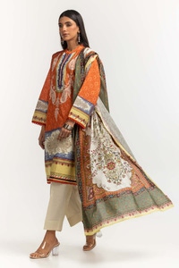 UAE -Embroidered Lawn Shirt Printed Lawn Dupatta Dyed Trouser KJP-43170