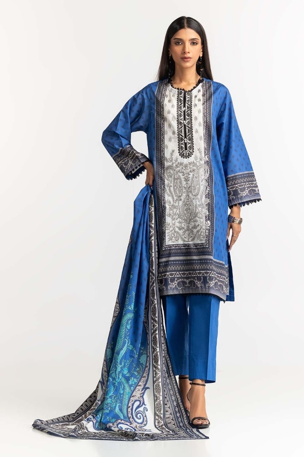 UAE -Embroidered Lawn Shirt Printed Lawn Dupatta Dyed Trouser KJP-43171