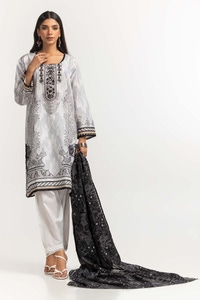 UAE -Printed Lawn Shirt Dupatta Dyed Trouser KJP-43174