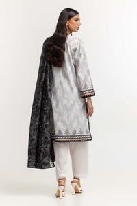 UAE -Printed Lawn Shirt Dupatta Dyed Trouser KJP-43174
