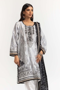 UAE -Printed Lawn Shirt Dupatta Dyed Trouser KJP-43174