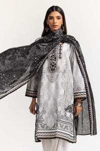 UAE -Printed Lawn Shirt Dupatta Dyed Trouser KJP-43174