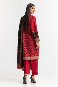 UAE -Gold Printed Lawn Shirt Dupatta Dyed Trouser KJP-43175