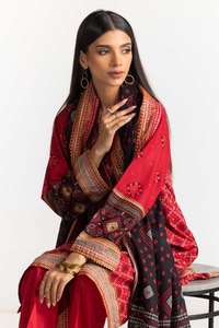 UAE -Gold Printed Lawn Shirt Dupatta Dyed Trouser KJP-43175