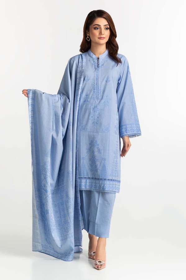 UAE -Chambray Jacquard Dyed Suit KJP-43182