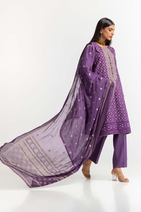 UAE-Embroidered Lawn Shirt Printed Chiffon Dupatta Dyed Trouser KJP-43184