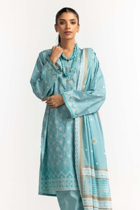 UAE -Embroidered Lawn Shirt Printed Lawn Dupatta Dyed Trouser KJP-43185