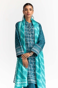 UAE -Printed Lawn Shirt Dupatta Dyed Trouser KJP-43186