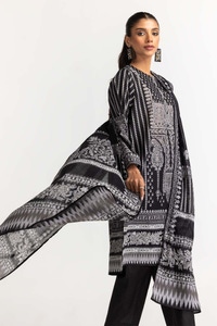 UAE -Printed Lawn Shirt Dupatta Dyed Trouser KJP-43188