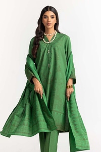 UAE -Dyed Chambray Jacquard Shirt Dupatta Chambray Trouser KJP-43189