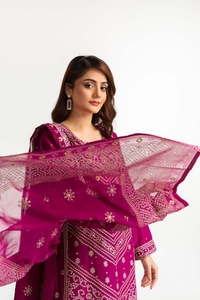 UAE -Lawn Embroidered With Lacquer Printed Suit KJP-43190