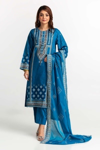 UAE -Lawn Lacquer Printed And Embroidered Suit KJP-43193