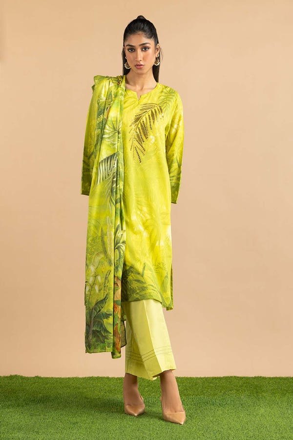 UAE -3PC Lawn Printed Embroidered Suit KJP-43219