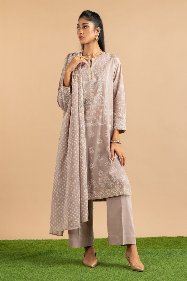 UAE -3PC Lawn Block Printed Suit KJP-43229
