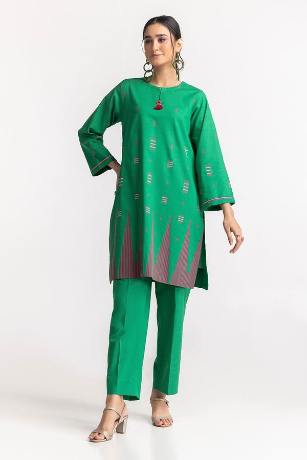 UAE -Chambray Block Printed Co-Ord Set KST-43017