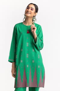 UAE -Chambray Block Printed Co-Ord Set KST-43017