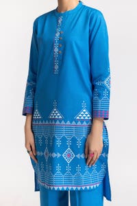 UAE -Chambray Block Printed Co-Ord Set KST-43018
