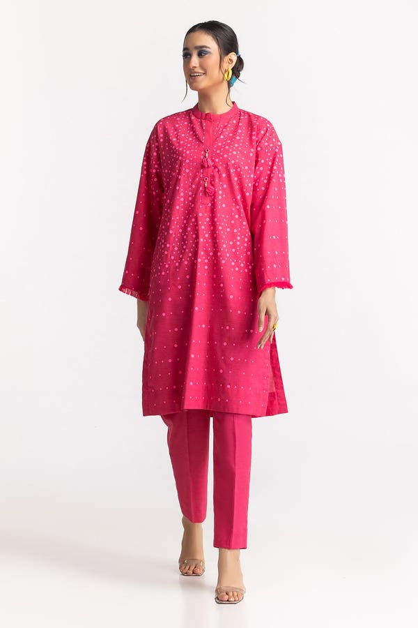 UAE -Chambray Block Printed Shirt And Dyed Trouser KST-43021
