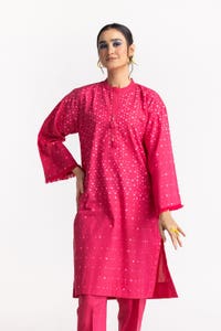 UAE -Chambray Block Printed Shirt And Dyed Trouser KST-43021