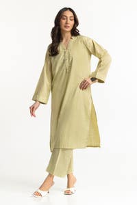 UAE -Lurex Jacquard Embellished Shirt And Trouser KST-43387
