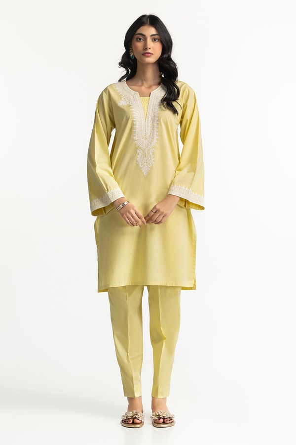 UAE -Yarn Dyed Embroidered Co-Ord Set KST-43489