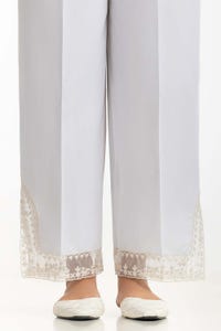 UAE -White Cambric Embroidered Trouser KTR-43103-B