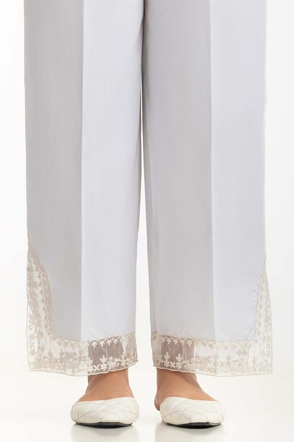UAE -White Cambric Embroidered Trouser KTR-43103-B