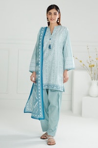 UAE -3 Piece Unstitched Lacquer Printed Lawn Suit CL-52179 B